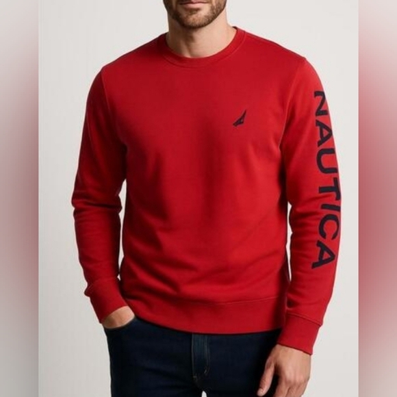 Nautica Men's Red Crew Sweatshirt - Picture 8 of 8
